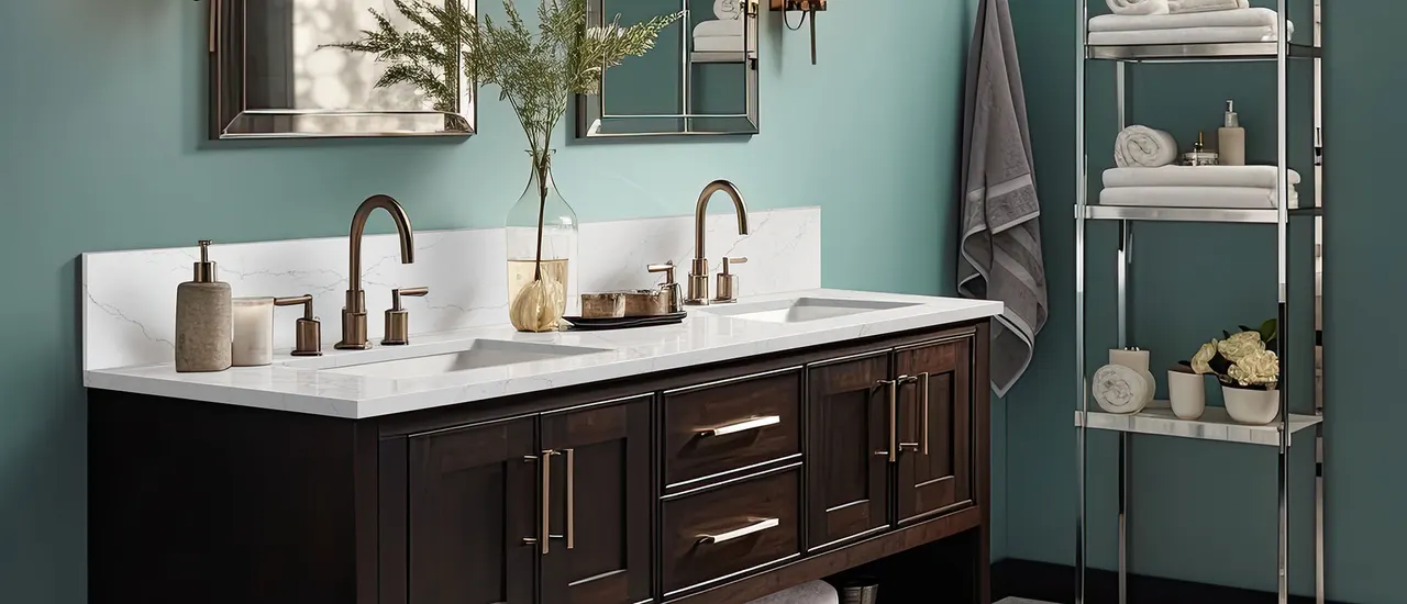 Calacatta Miraggio Seaglass Quartz Countertop in Bathroom (1)