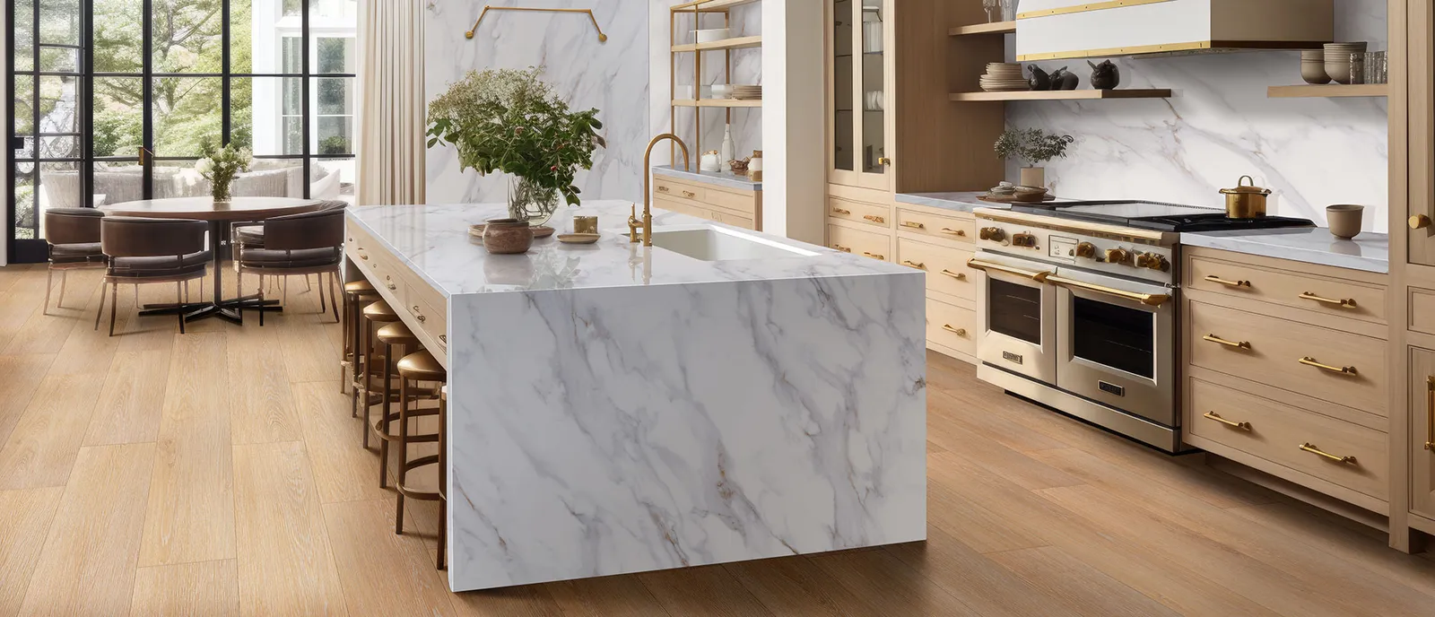 Calacatta Castana Quartz Kitchen Countertops