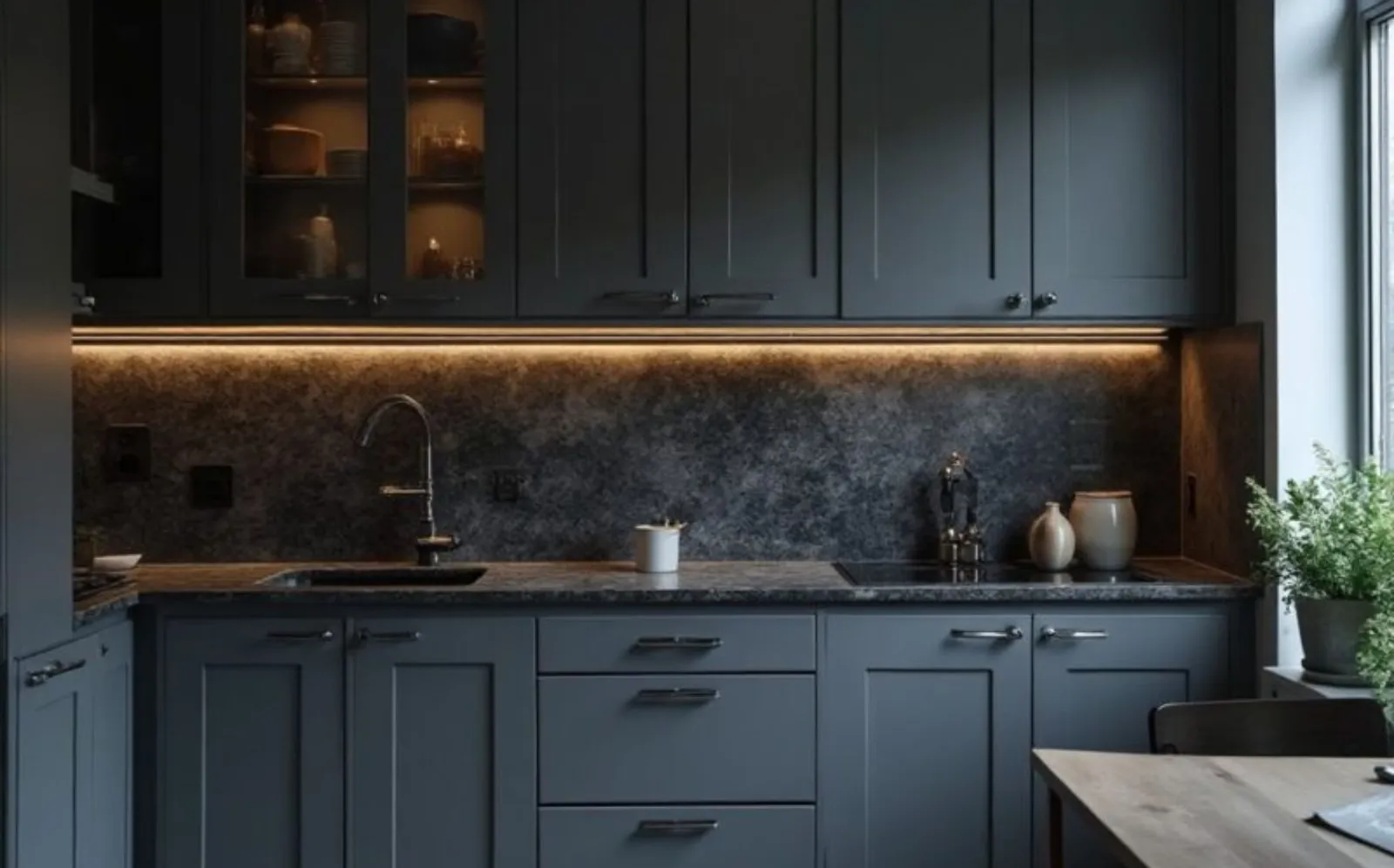 Granite Countertops with Black Cabinets