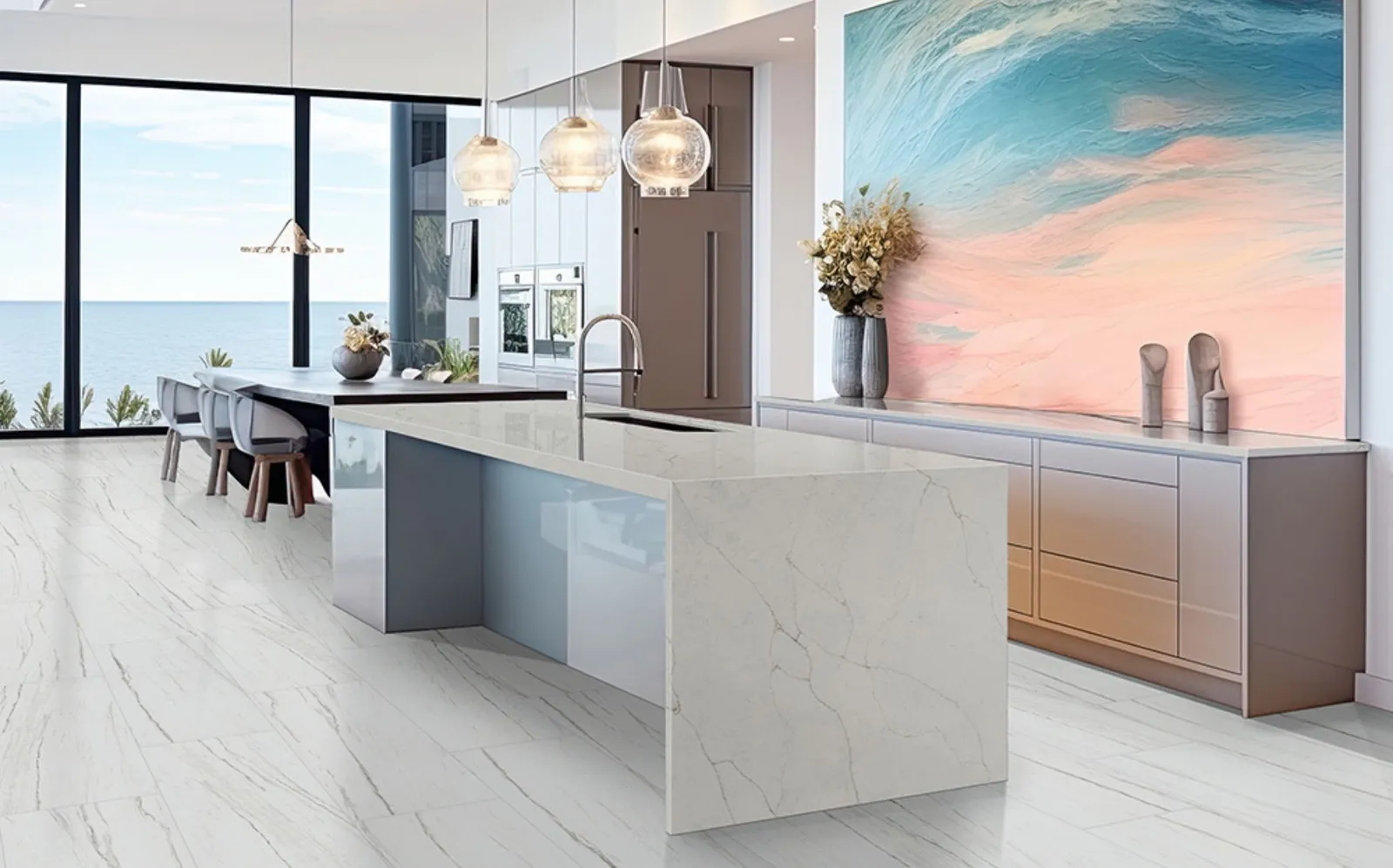 Quartz Waterfall Countertop
